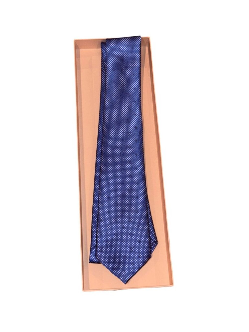 Louis Vuitton Blue Polka Dot Silk Tie In Box